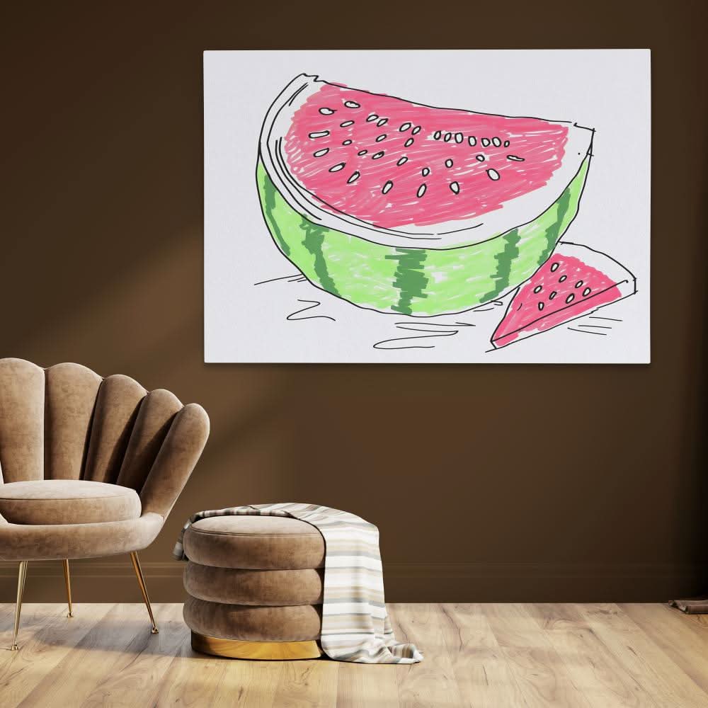 Neon Watermelon - Lime Wall Art in Black Frame
