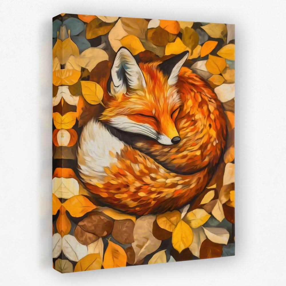 Nestled Fox - Animals Canvas Wall Art
