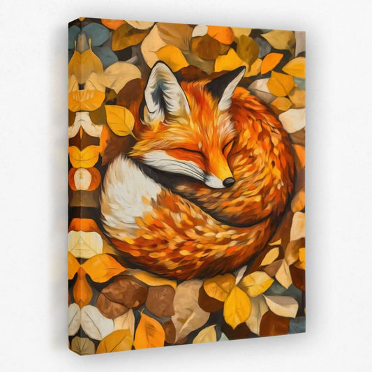 Nestled Fox - Animals Canvas Wall Art