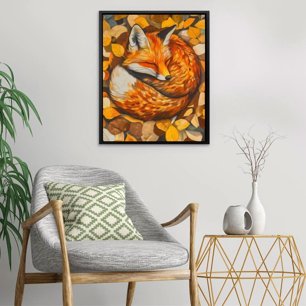 Nestled Fox - Earth Tones Fox Canvas Print