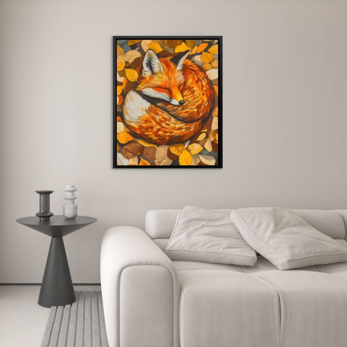 Nestled Fox - Earth Tones Canvas Wall Art