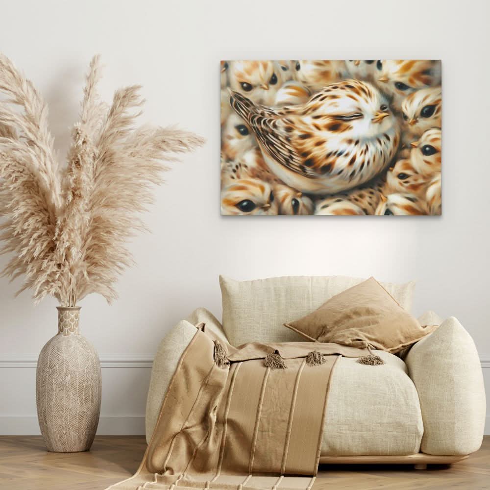 Nestled Joy - Bird Wall Art in Black Frame