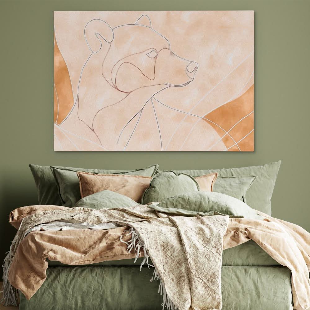 Neutral Bear - Minimalist Wall Art in Black Frame