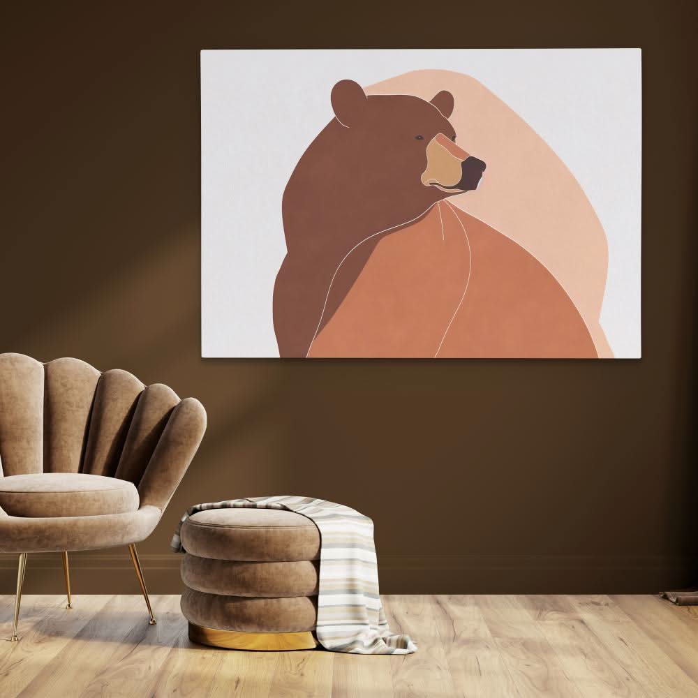 Neutral Brown Bear - Earth Tones Wall Art for Home Office
