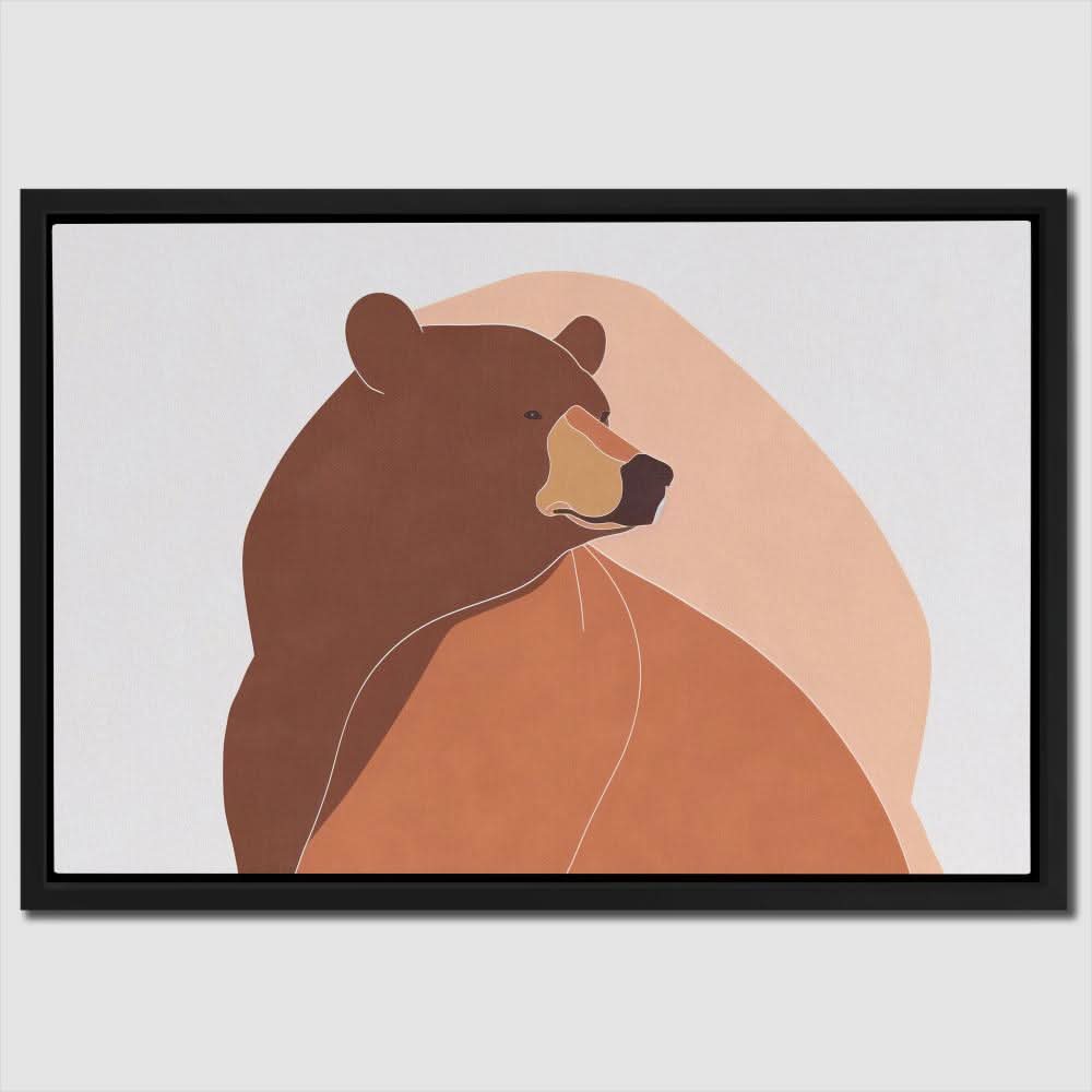 Neutral Brown Bear - Bear Wall Art in Black Frame