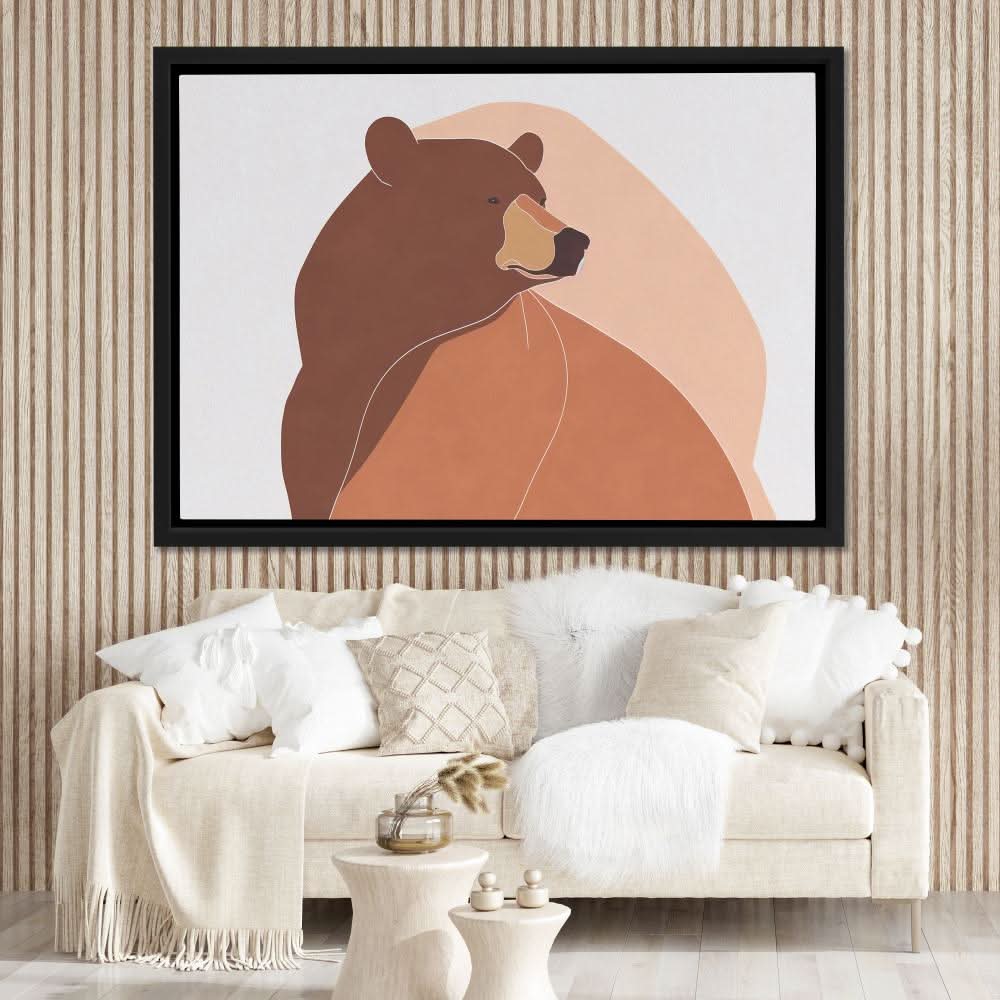 Neutral Brown Bear - Large Minimalist Canvas Print