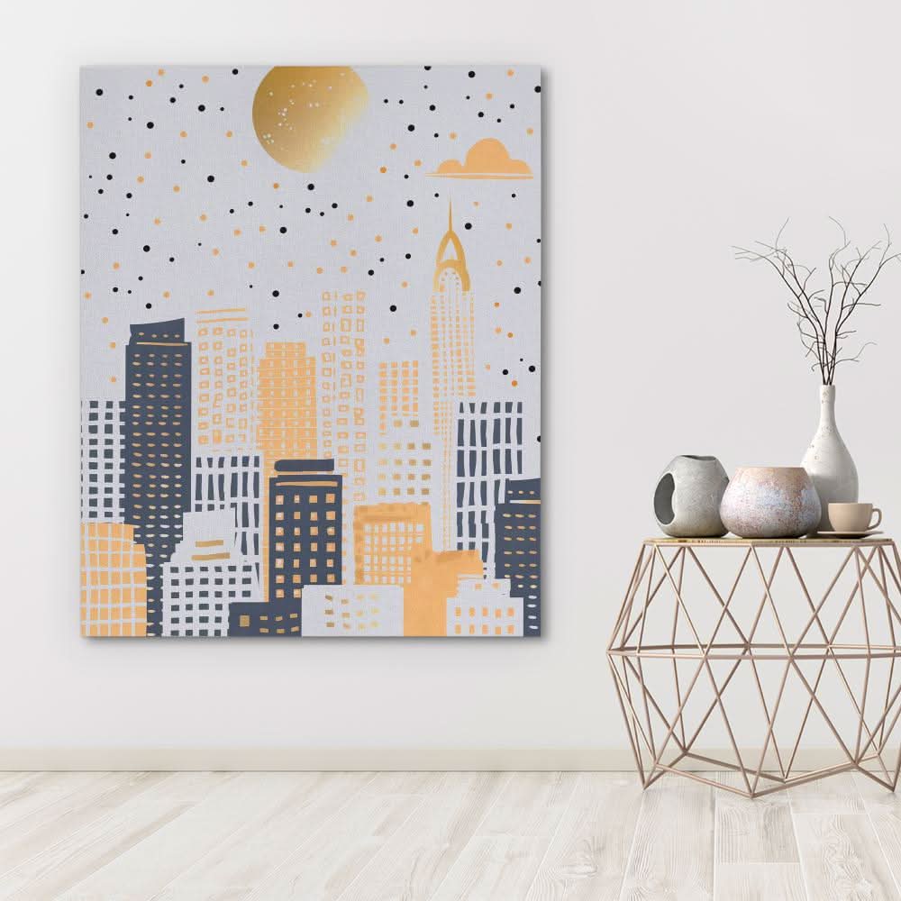 Neutral City - Minimalist Wall Art in Black Frame