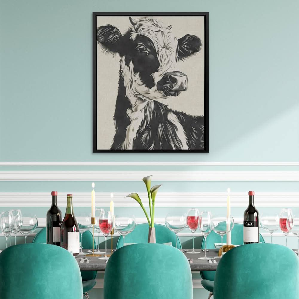 Neutral Cow - Neutral Canvas Wall Art
