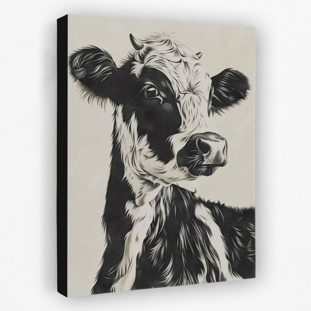 Neutral Cow - Animals Canvas Wall Art