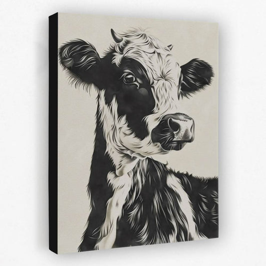 Neutral Cow - Animals Canvas Wall Art