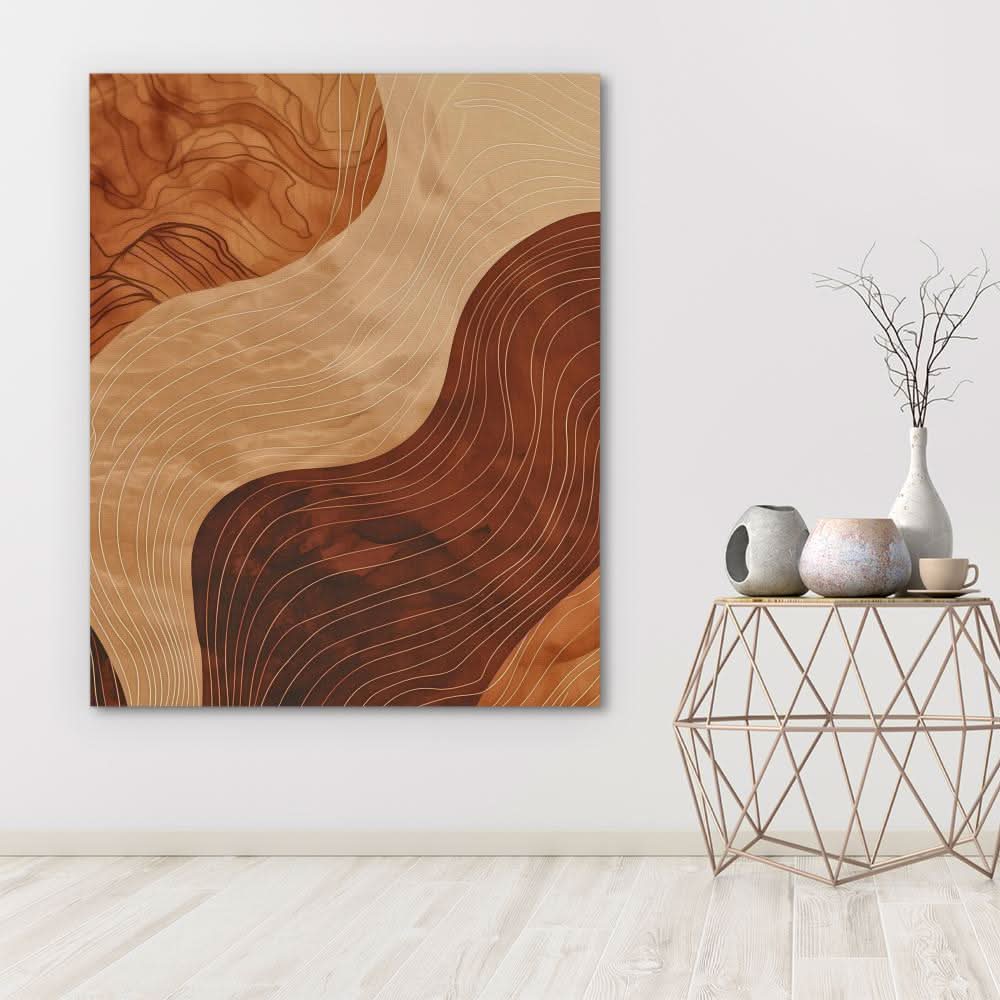 Neutral Rhythms - Abstract Wall Art in Black Frame