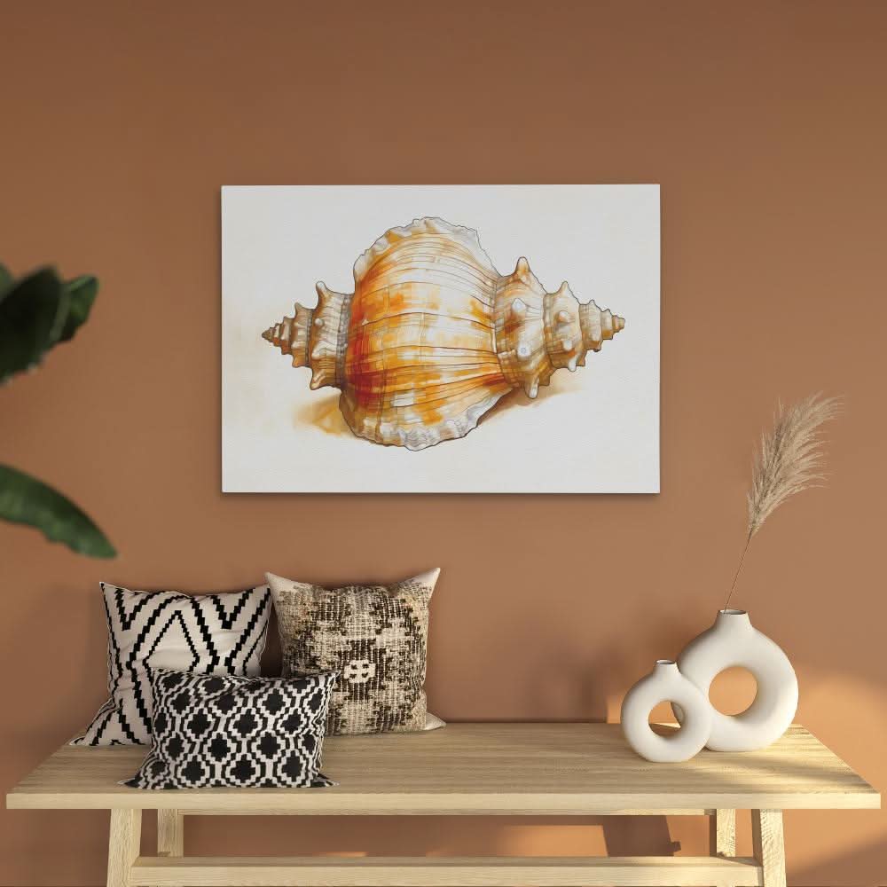 Neutral Seashell - Coastal Wall Art in Black Frame