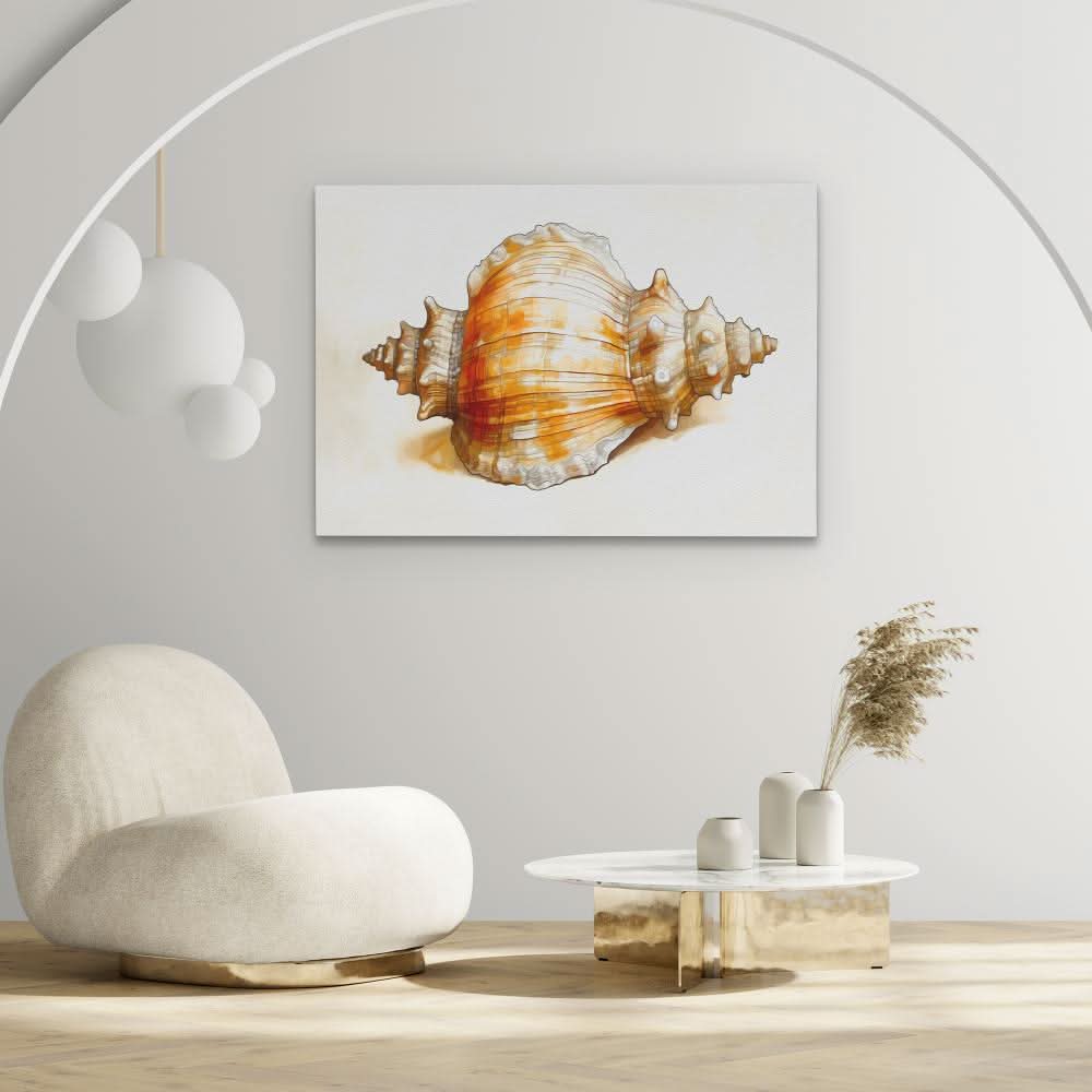 Neutral Seashell - Wall Art in Black Frame