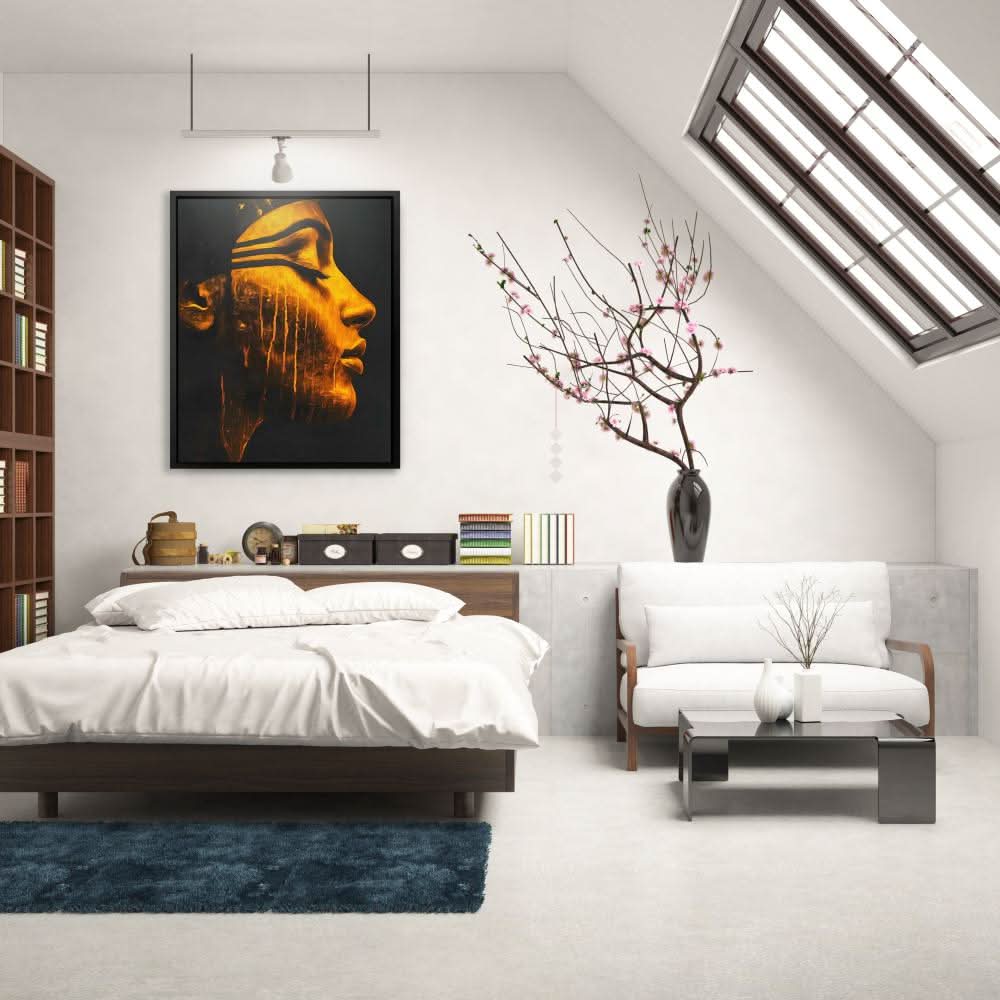 Nile Goddess Portrait - Figurative Wall Art in Black Frame