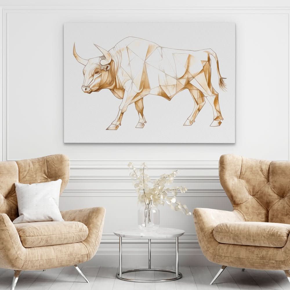 Noble Bull - Earth Tones Wall Art for Hallway