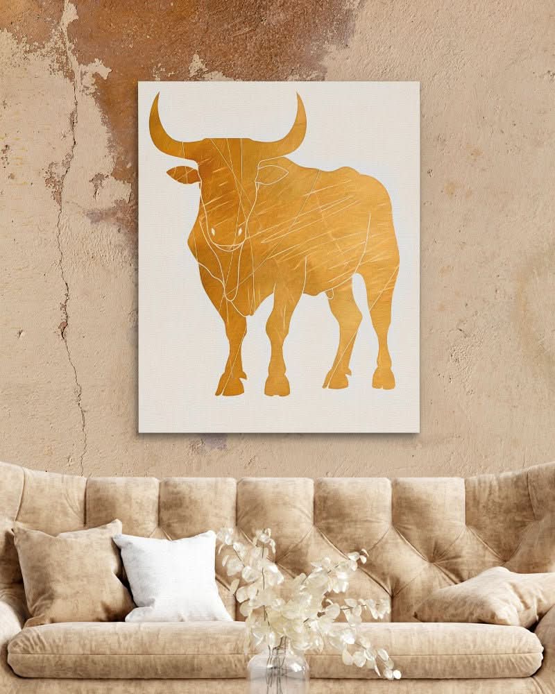 Noble Bull Figure - Large Abstract Canvas Print