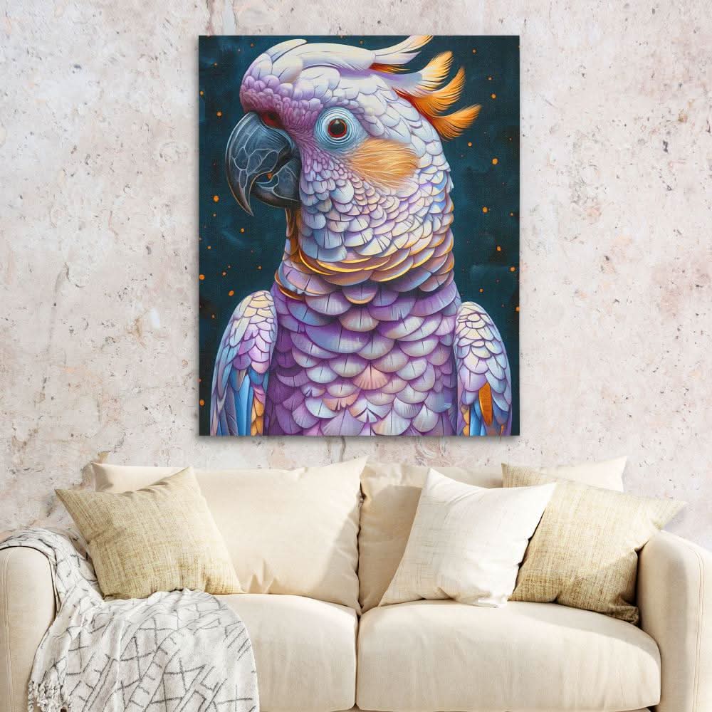 Nocturnal Beauty - Parrot Wall Art in Black Frame