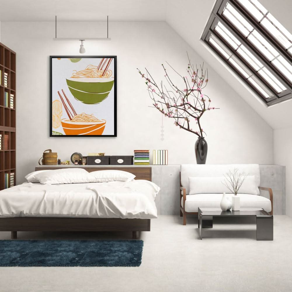 Noodle Dish - Minimalist Wall Art in Black Frame