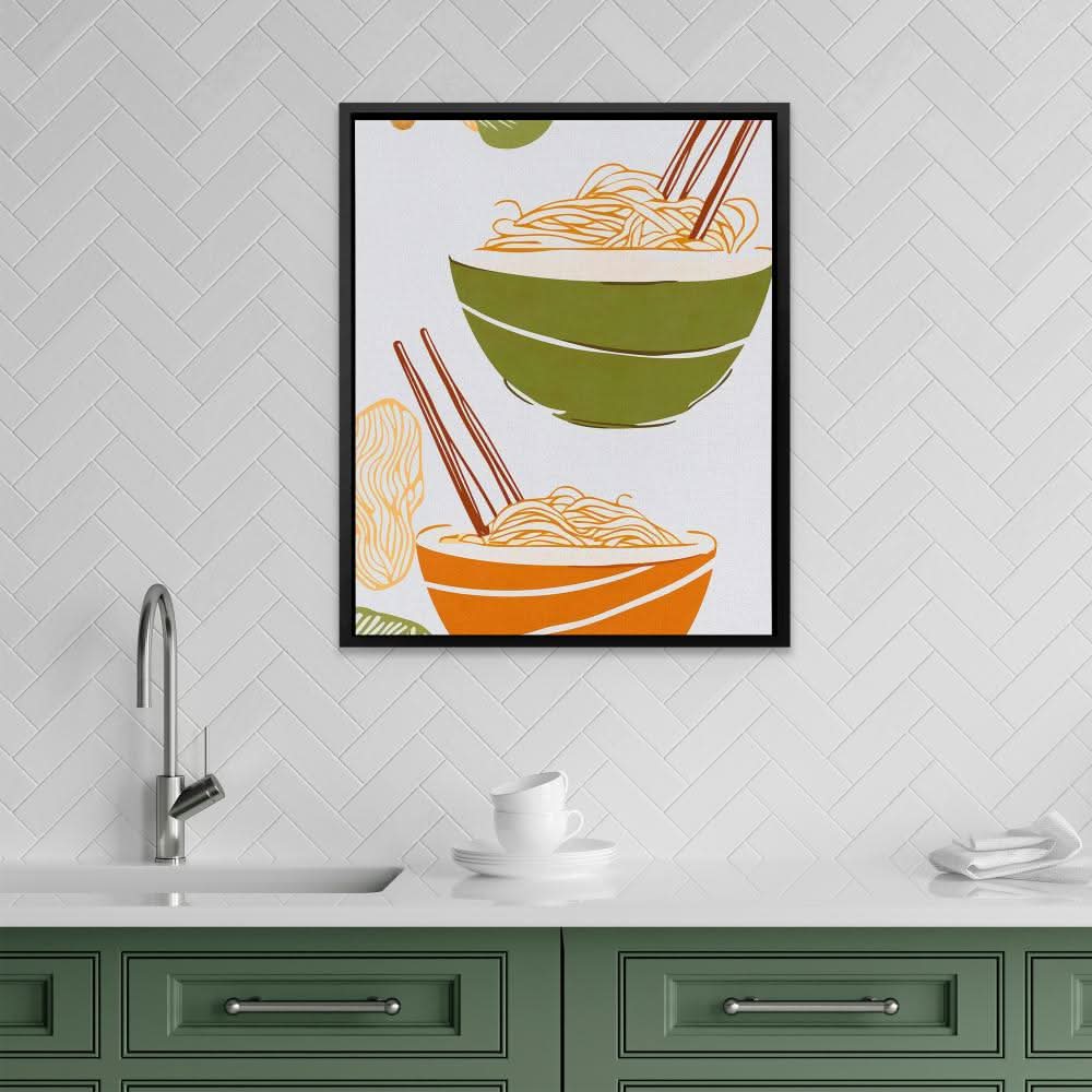 Noodle Dish - Minimalist Earth Tones Canvas Wall Art