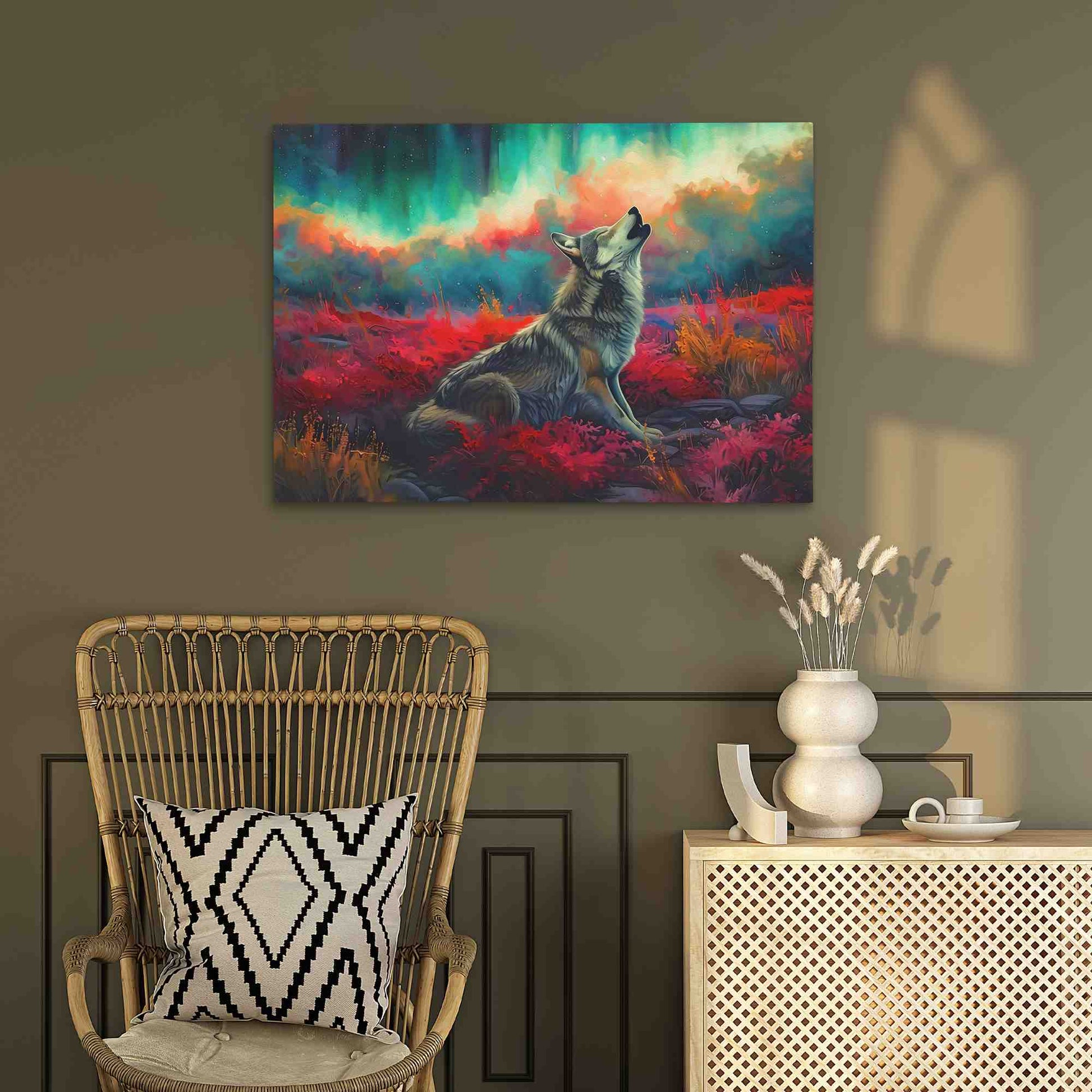 Northern Lights Howl - Canvas Wall Art