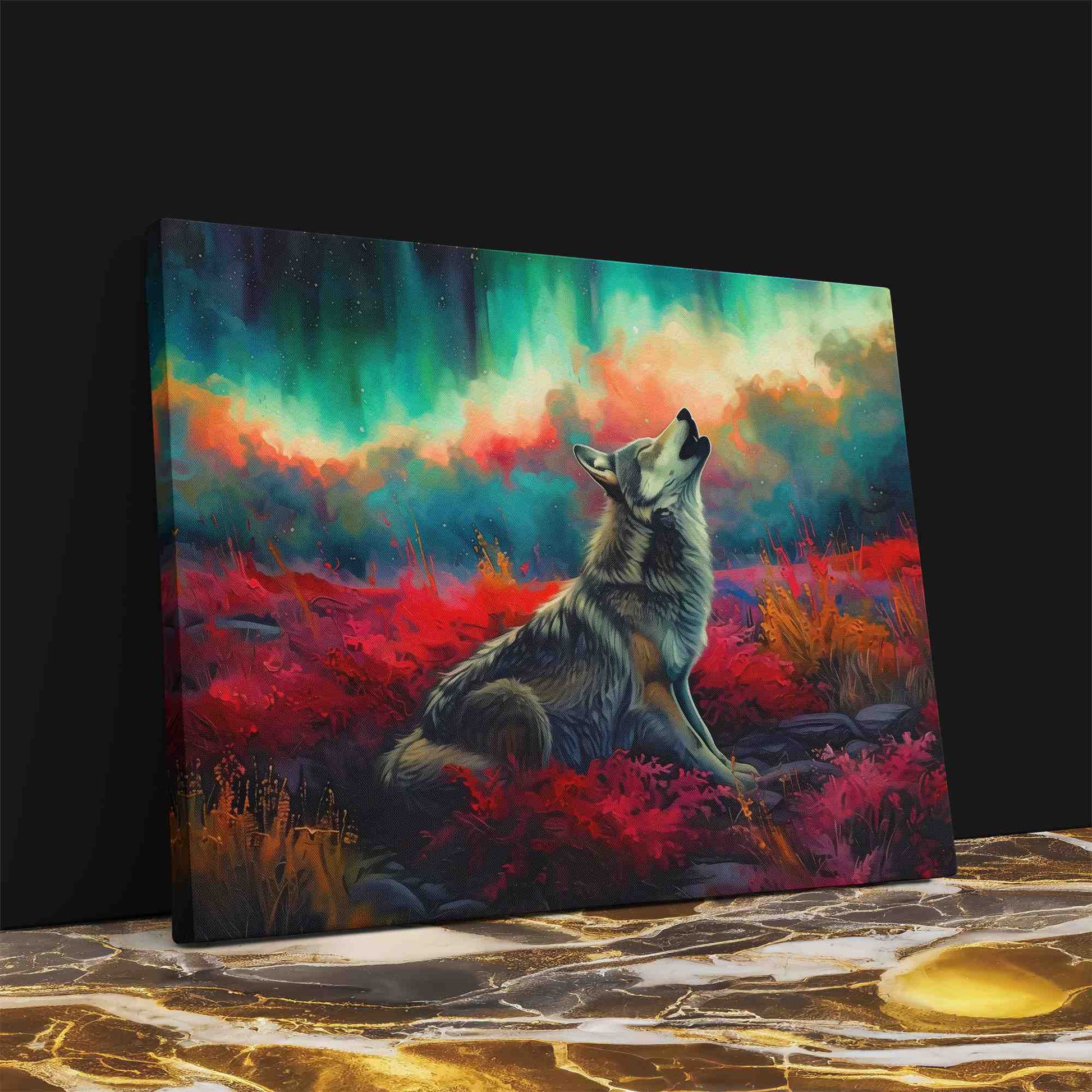 Northern Lights Howl - Aurora Borealis Canvas Print