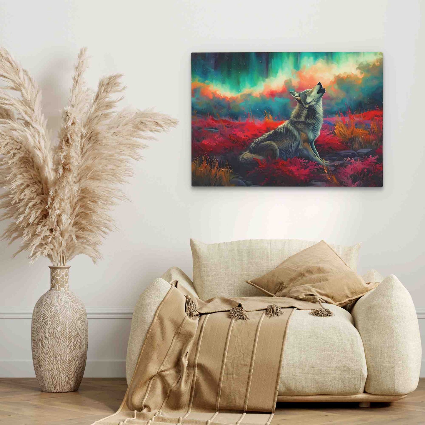 Northern Lights Howl - Large Surrealism Canvas Print