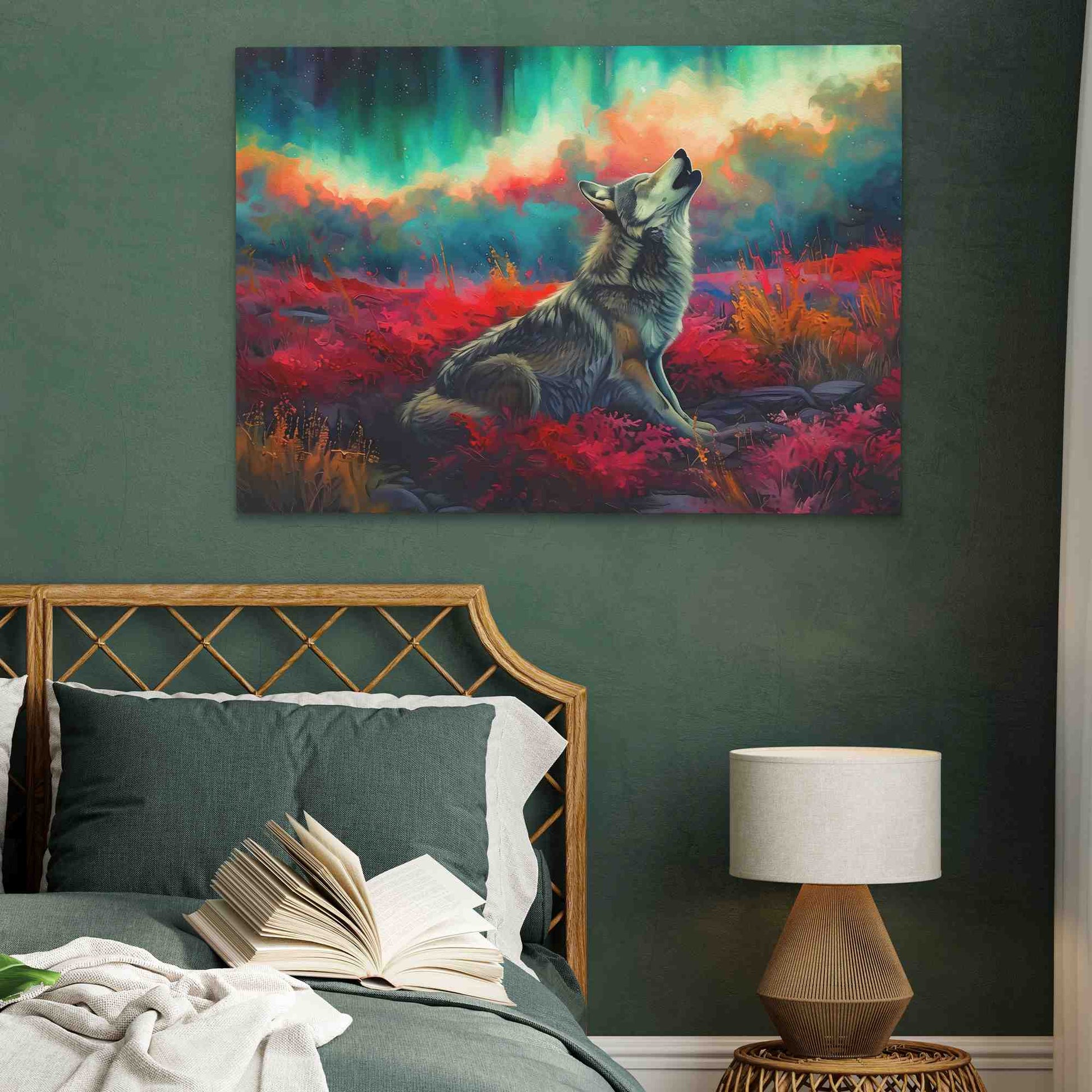 Northern Lights Howl - Surrealism Wall Art in Black Frame