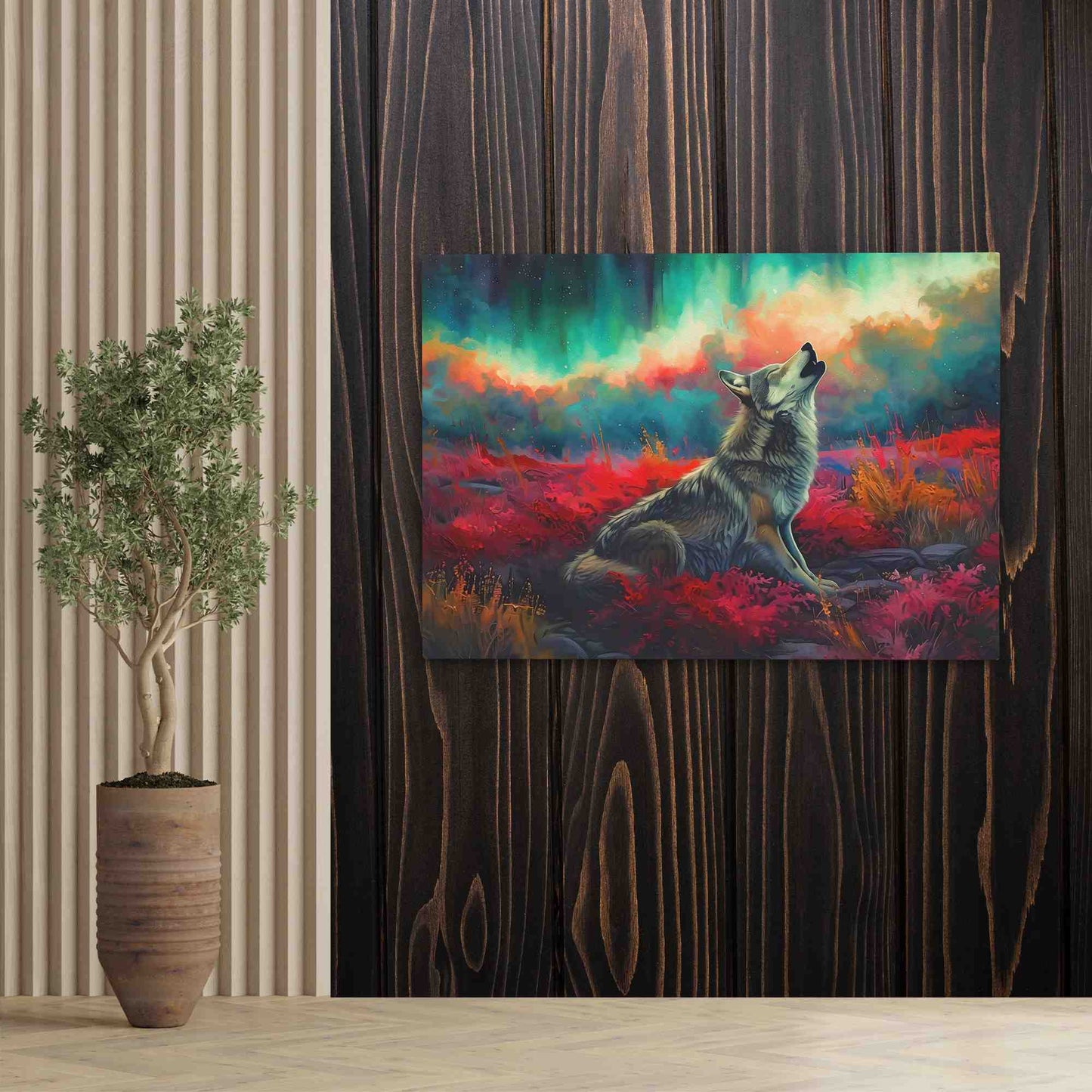 Northern Lights Howl - Animals Art