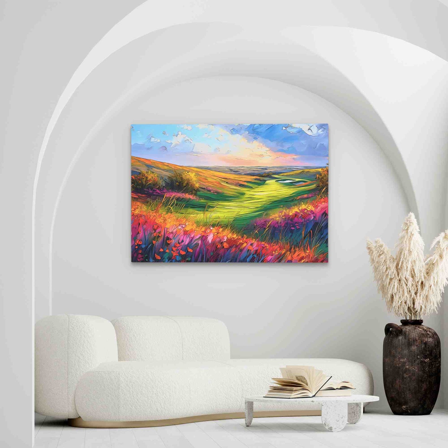 Ocean Golf Course - Abstract Wall Art in Black Frame