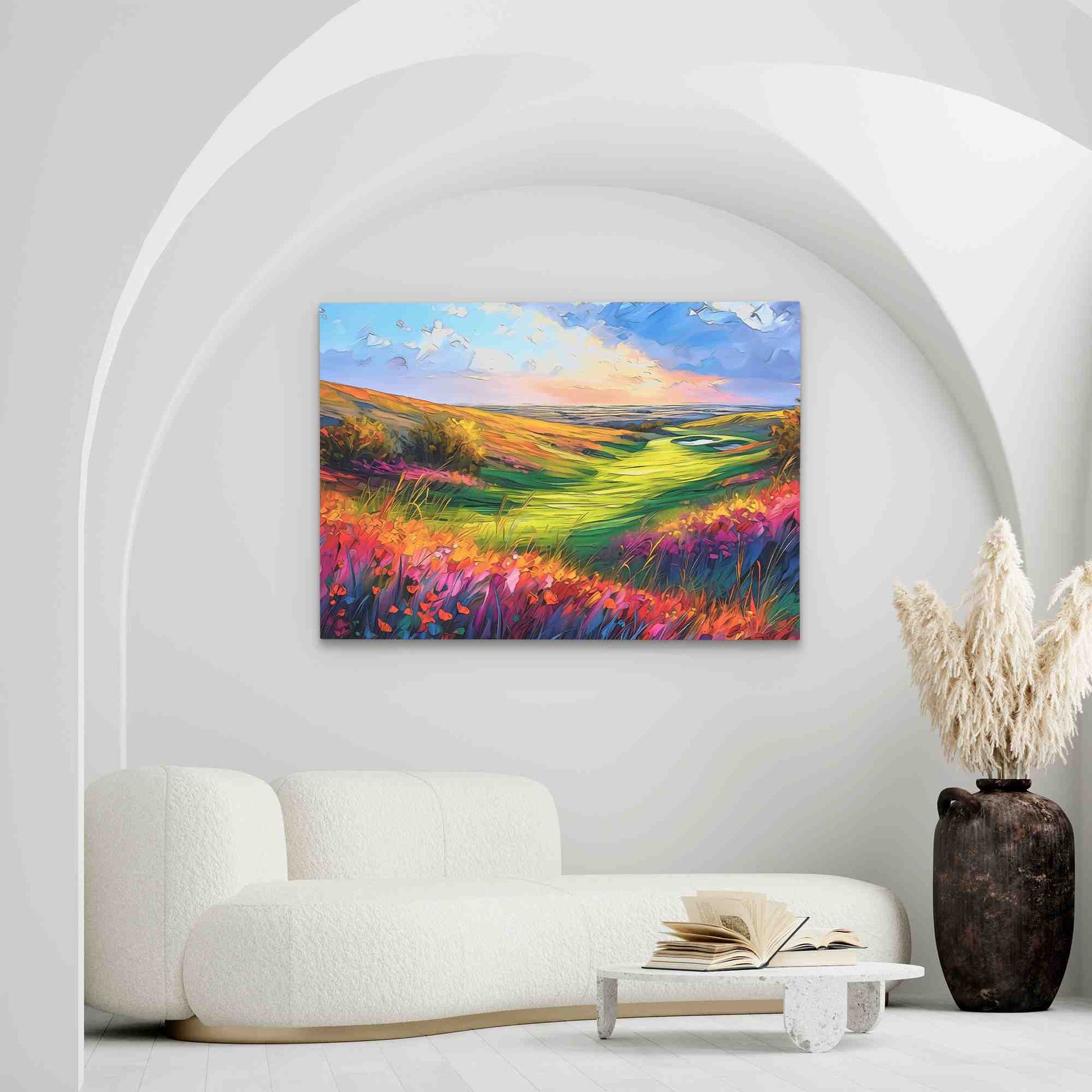 Ocean Golf Course - Abstract Wall Art in Black Frame