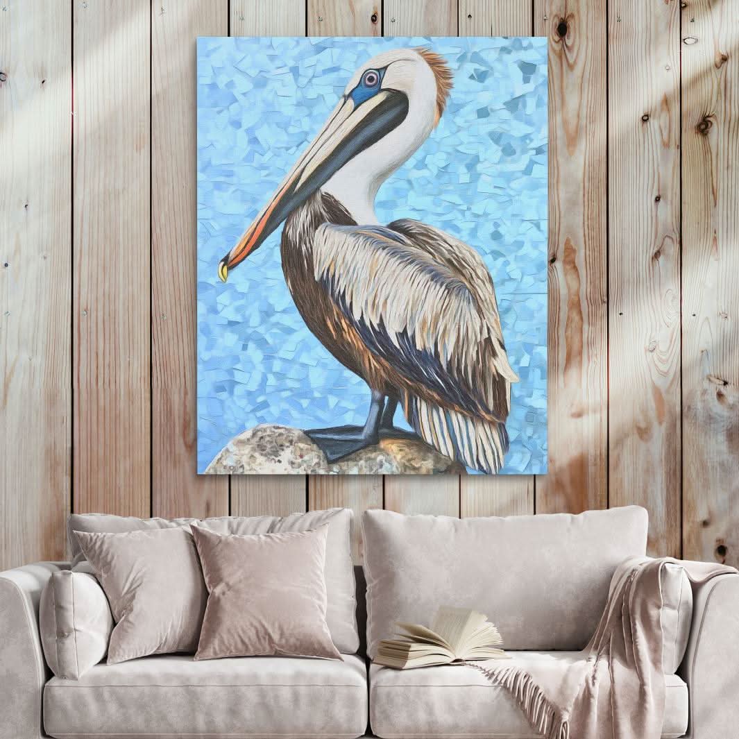 Ocean Pelican - Wall Art in Black Frame