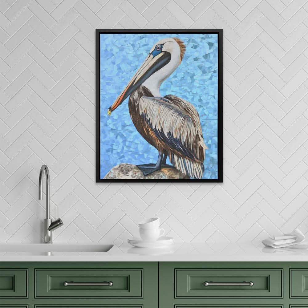 Ocean Pelican - Beige Wall Art for Dining Room