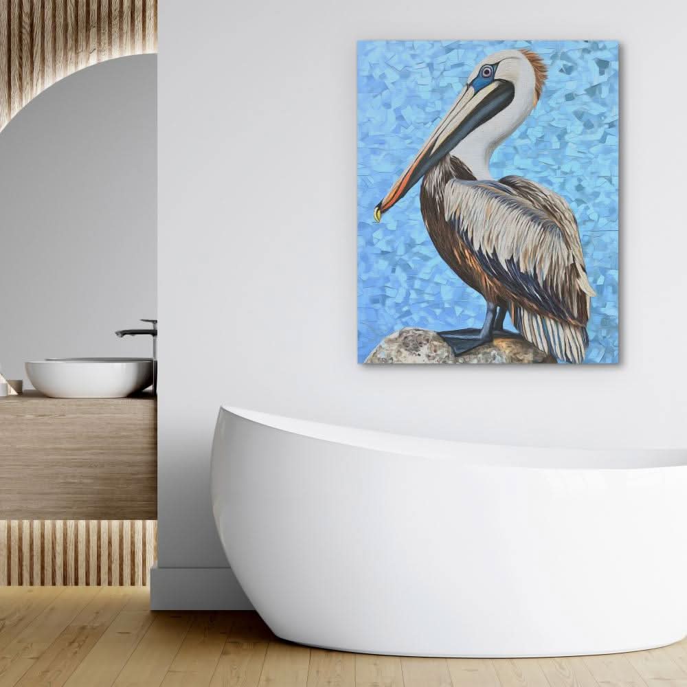 Ocean Pelican - Beige Bird Canvas Print