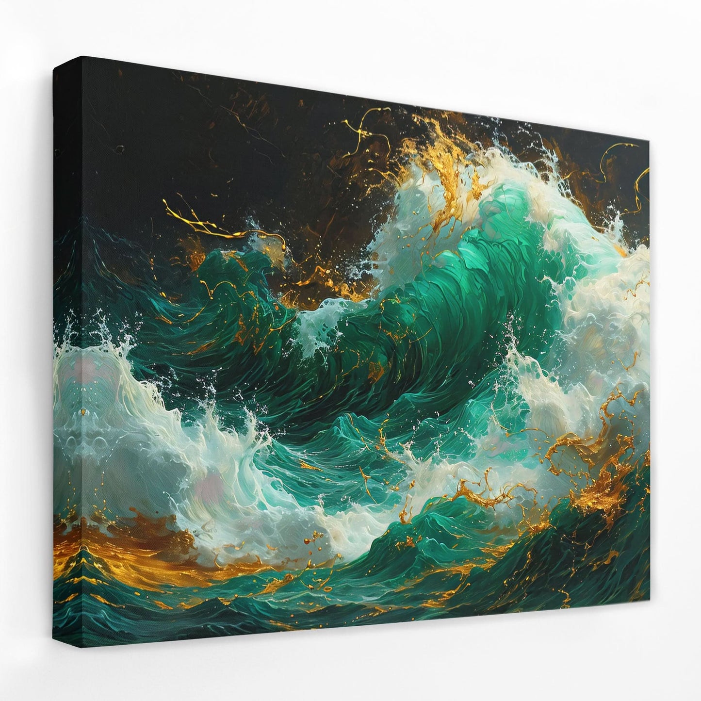 Oceanic Bliss - Emerald Wall Art in Black Frame