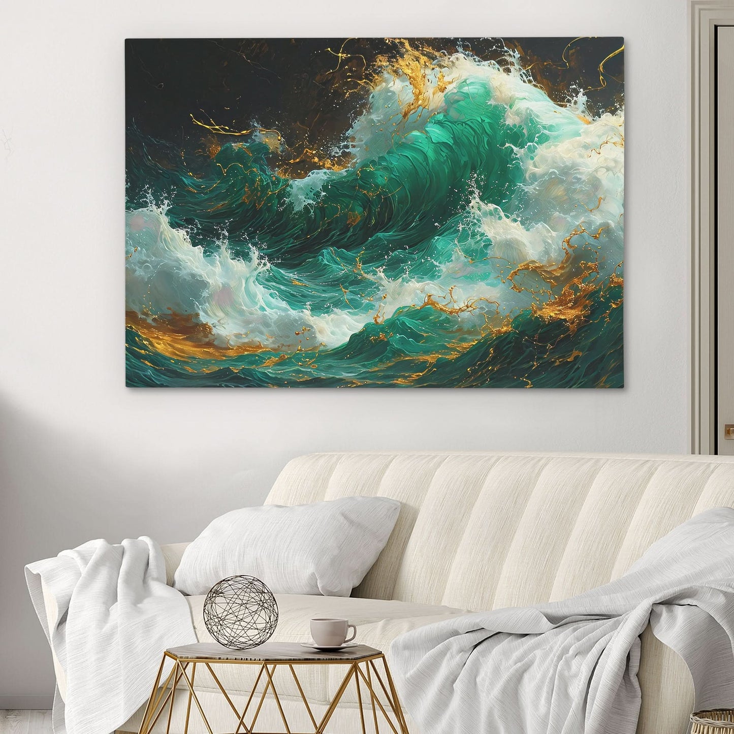 Oceanic Bliss - Gold Emerald Canvas Print