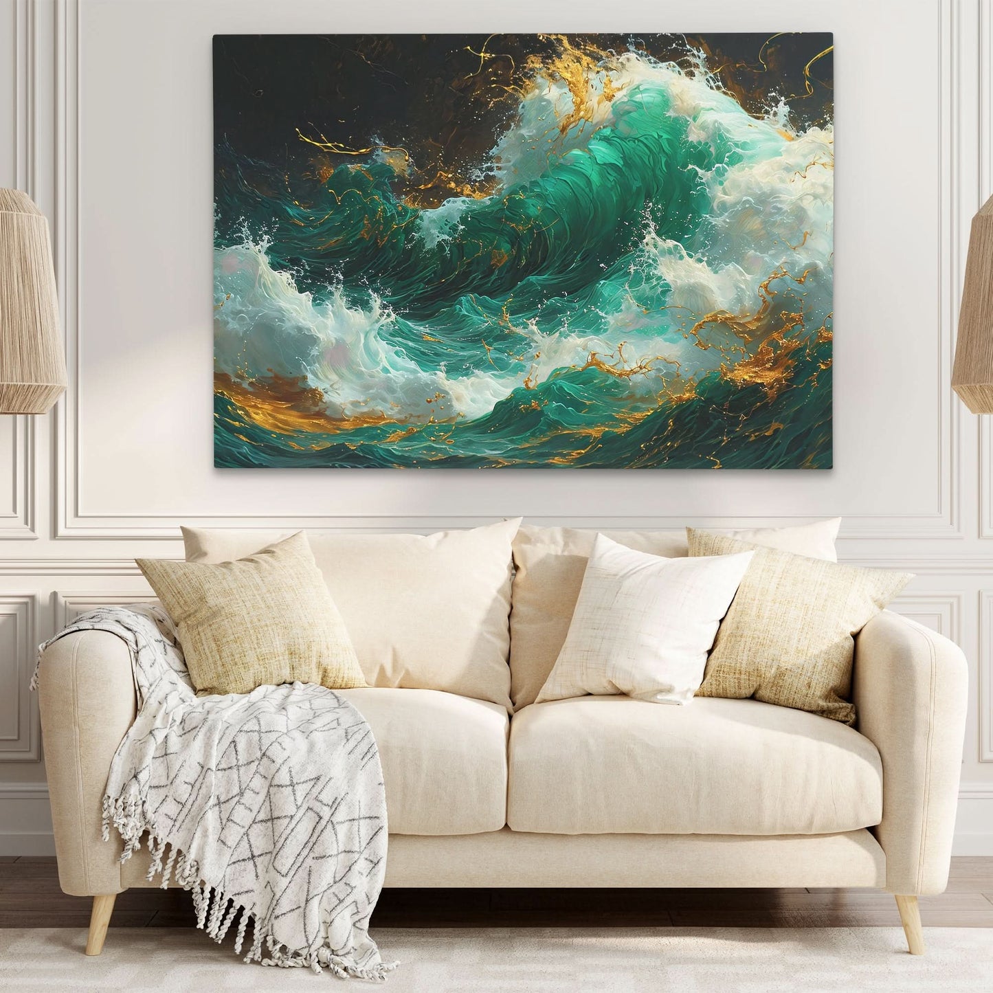 Oceanic Bliss - Gold Canvas Wall Art
