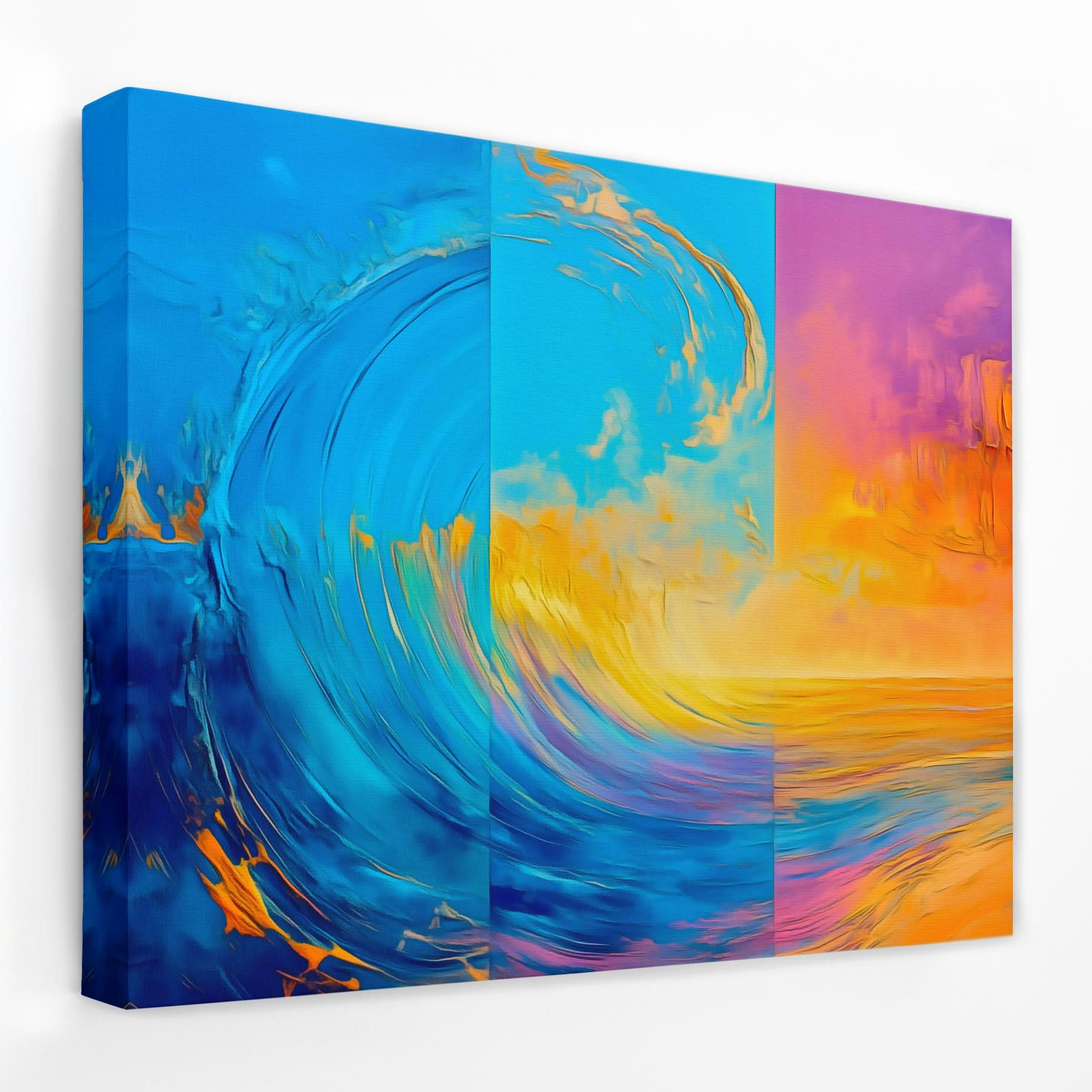 Oceanic Timelines - Blue Gold and White Canvas Wall Art
