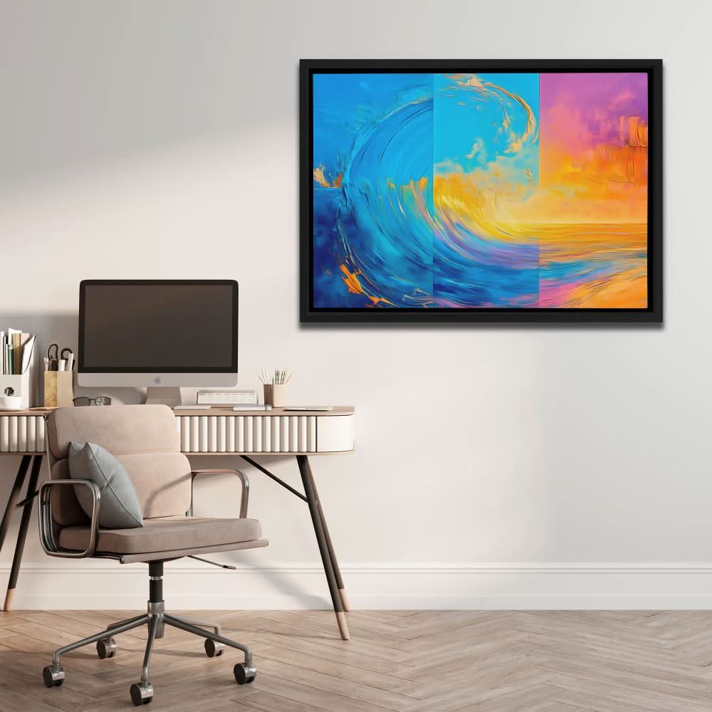 Oceanic Timelines - Blue Gold and White Art for Home Office