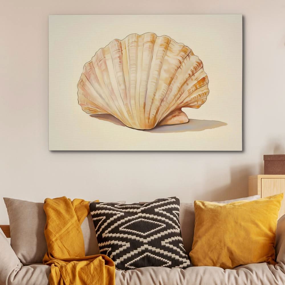 Ocean’s Keepsake - Minimalist Beige Canvas Wall Art