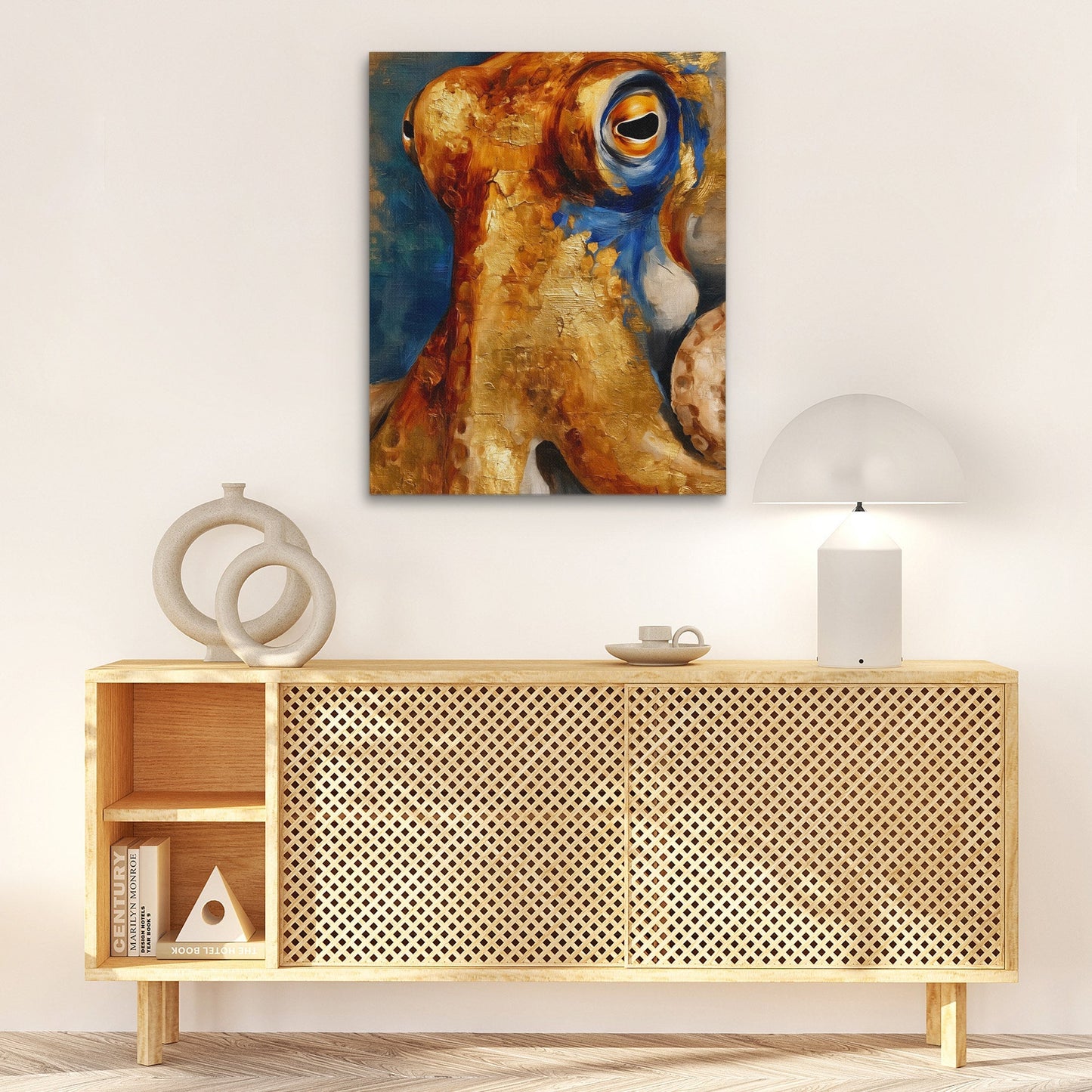 Octopus Amber Depths - Luxury Wall Art