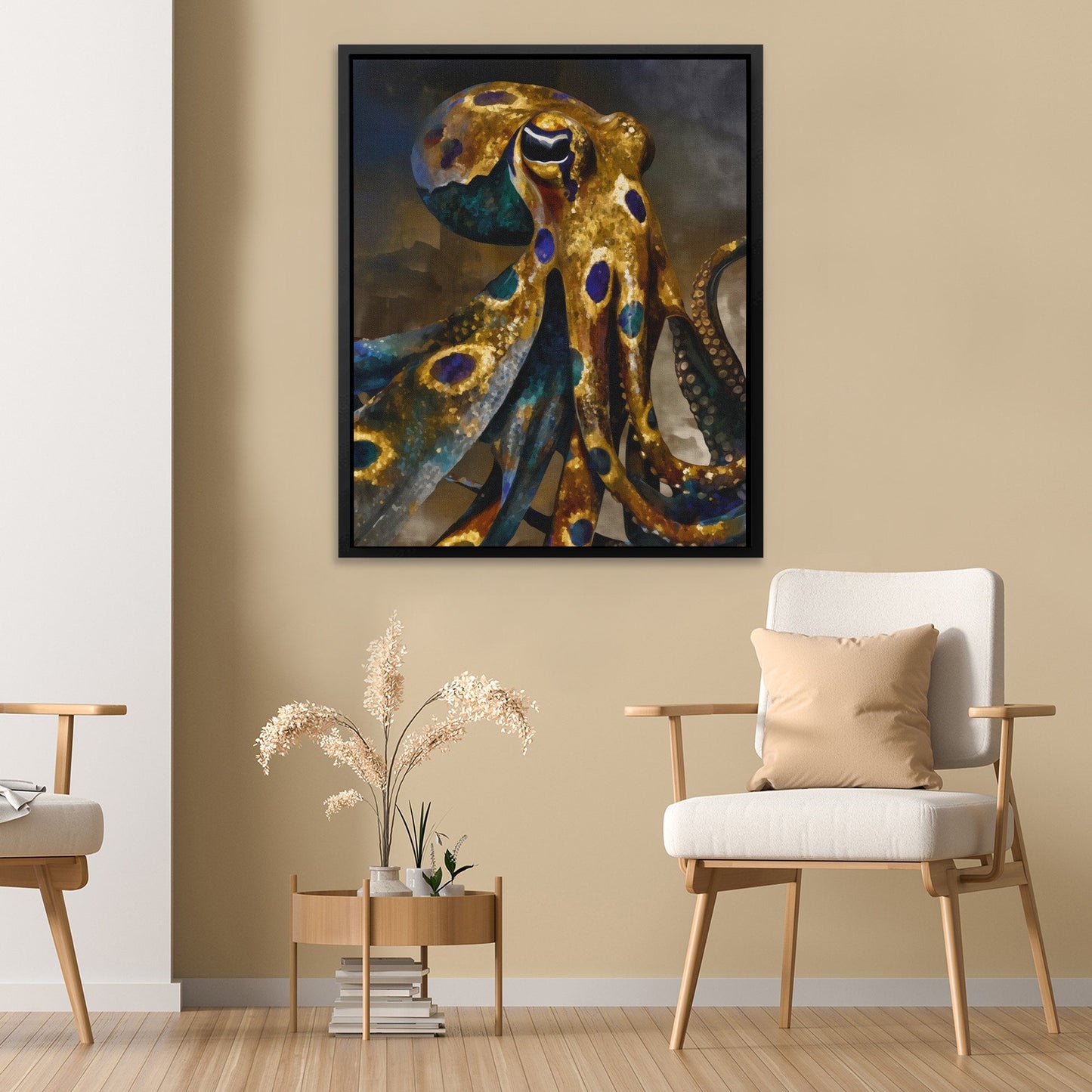 Octopus Golden Depths - Luxury Wall Art