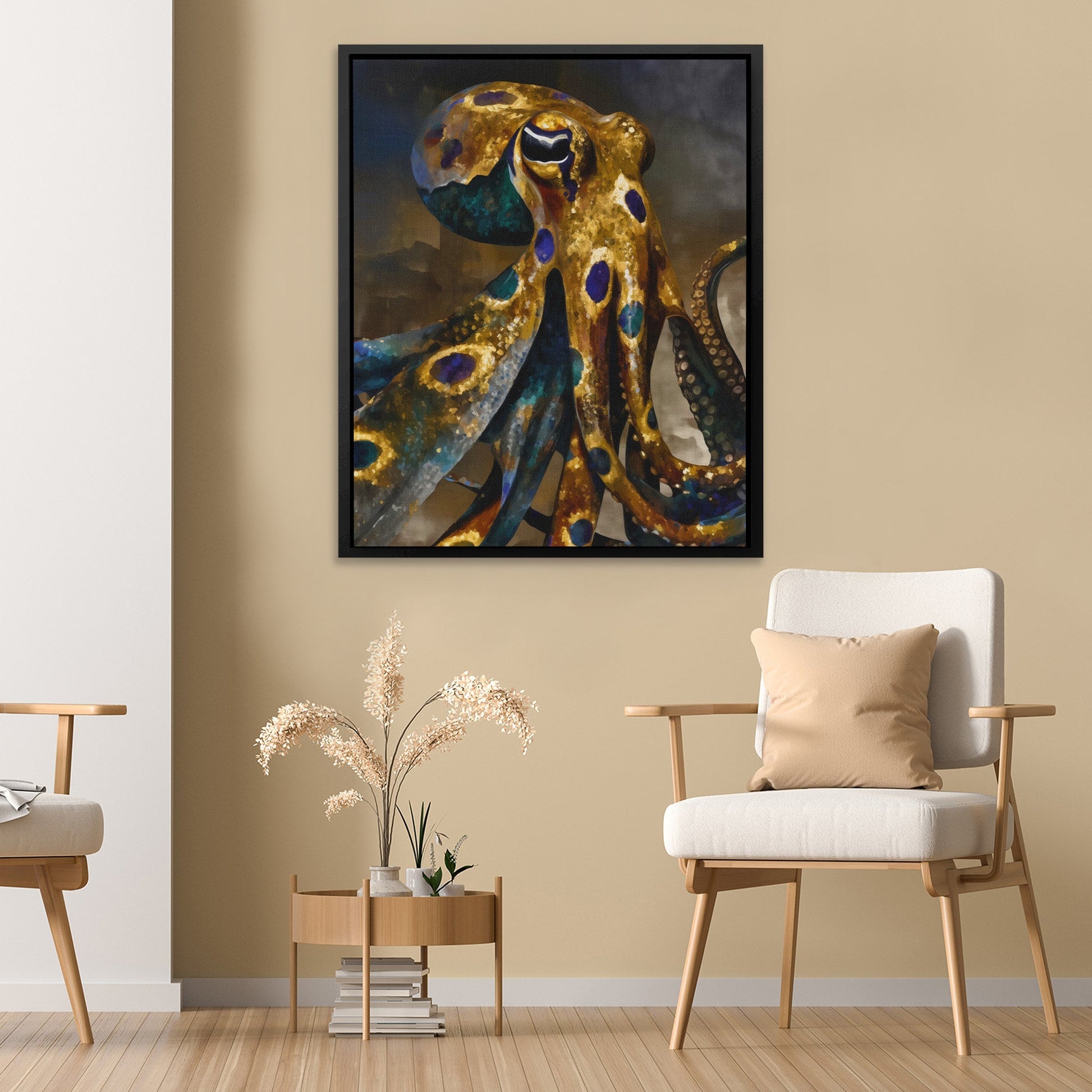 Octopus Golden Depths - Luxury Wall Art