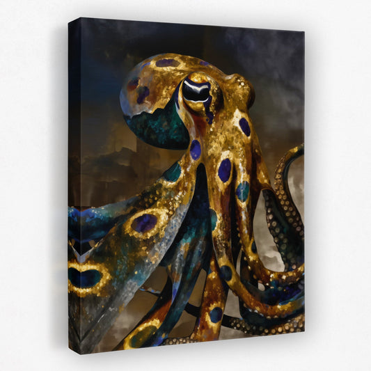 Octopus Golden Depths - Luxury Wall Art