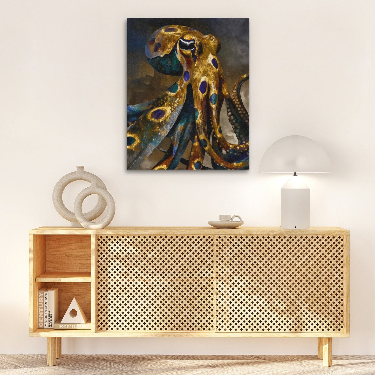 Octopus Golden Depths - Luxury Wall Art