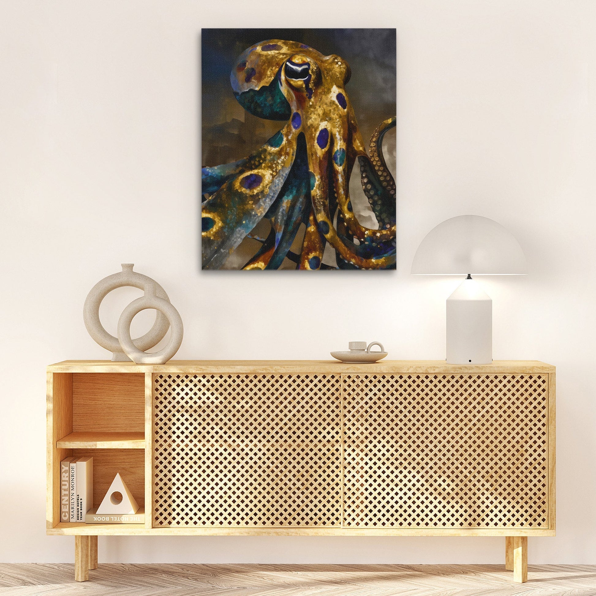 Octopus Golden Depths - Luxury Wall Art
