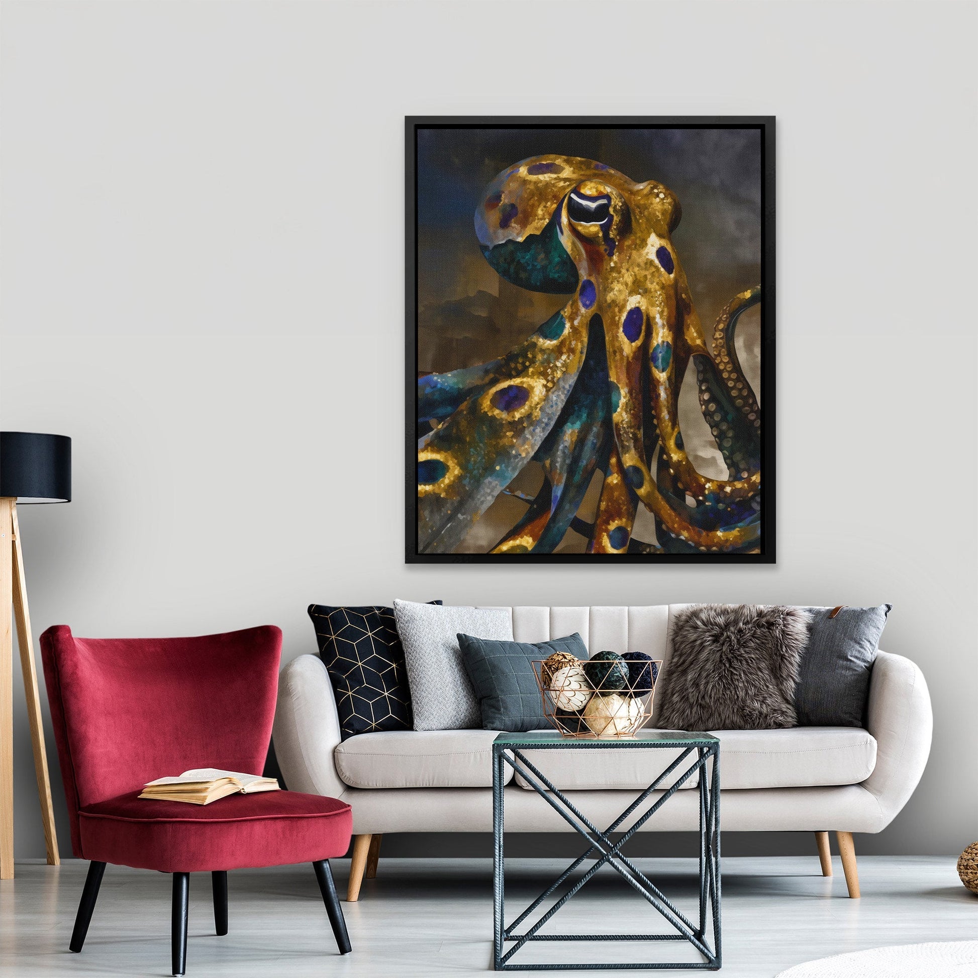 Octopus Golden Depths - Luxury Wall Art