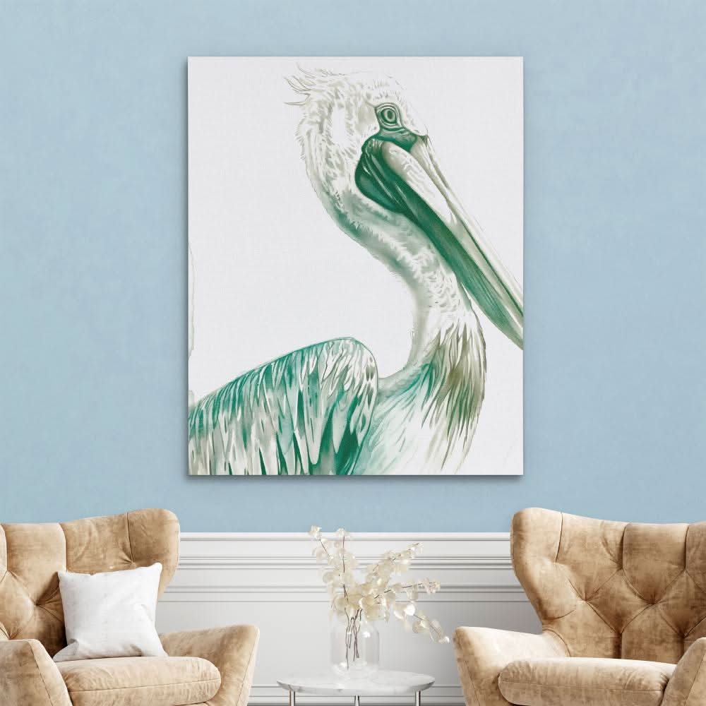 Old Pelican - Coastal Wall Art in Black Frame