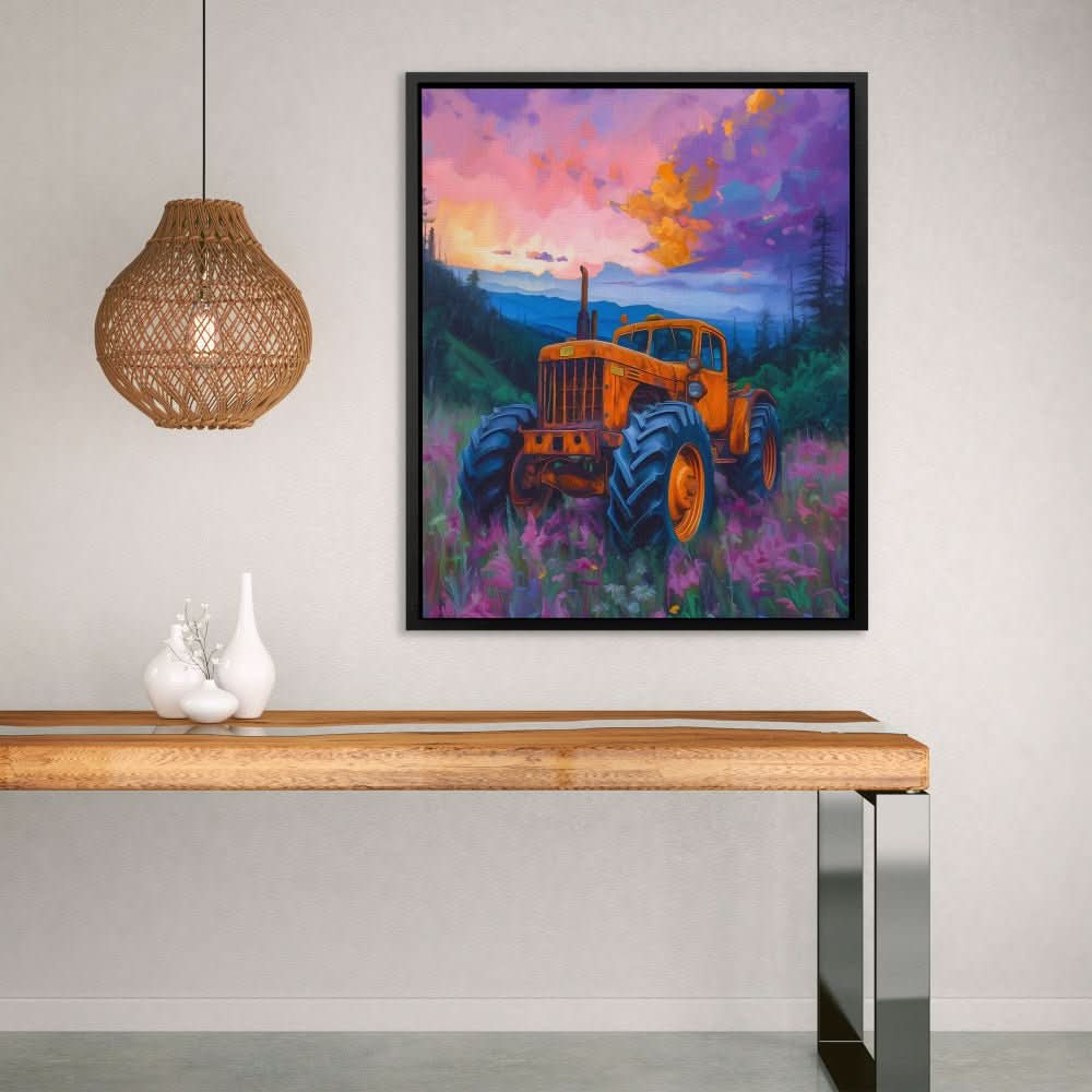 Old Tractor - Purple Wall Art
