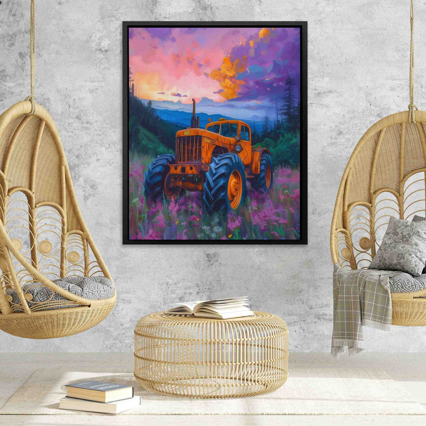 Old Tractor - Landscapes Wall Art in Black Frame