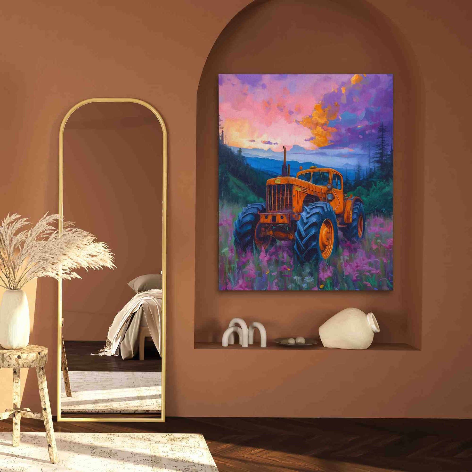 Old Tractor - Vintage Wall Art in Black Frame